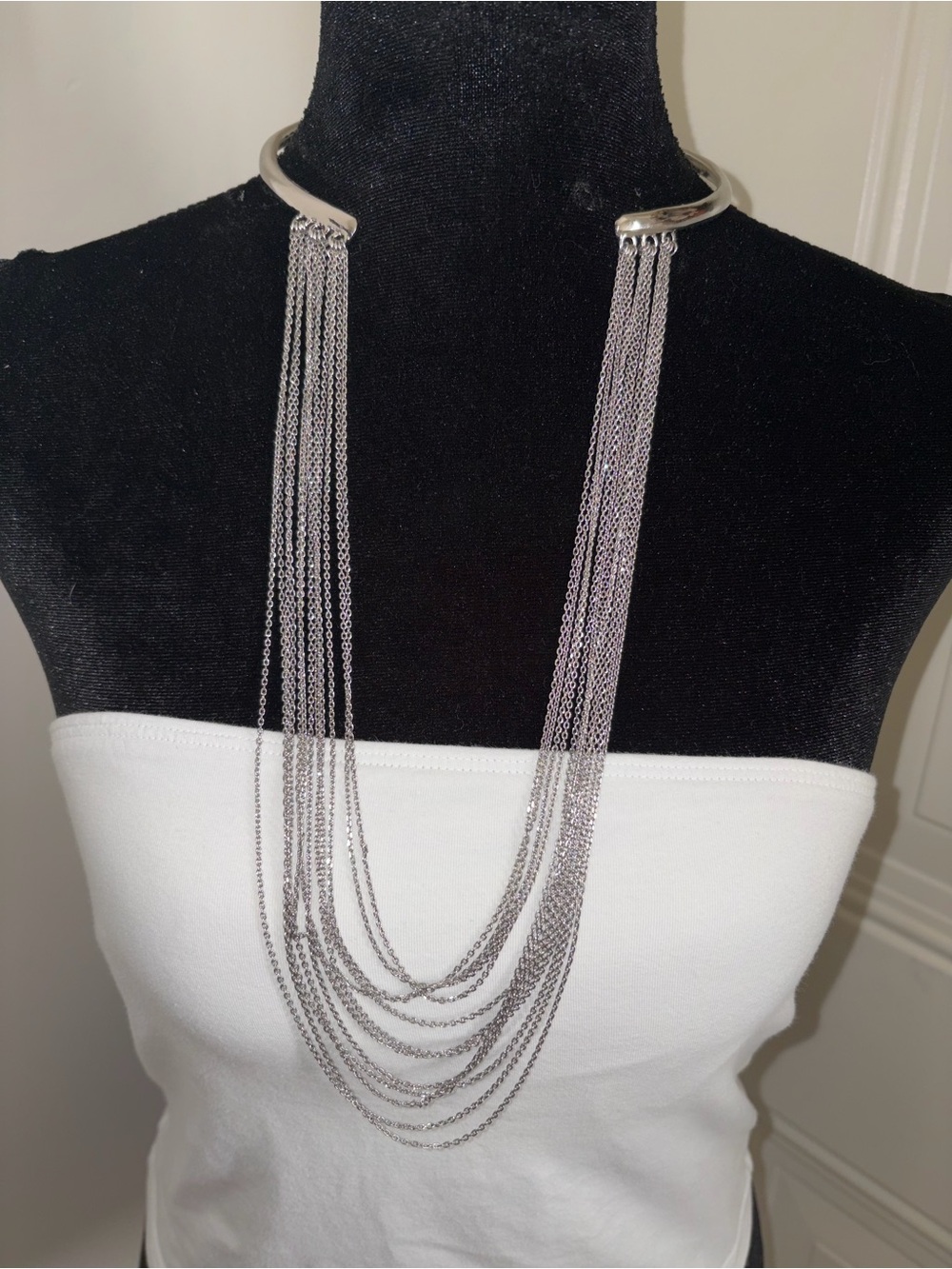 Elegant Multi-Strand Silver Tone Necklace - Women Jewelry